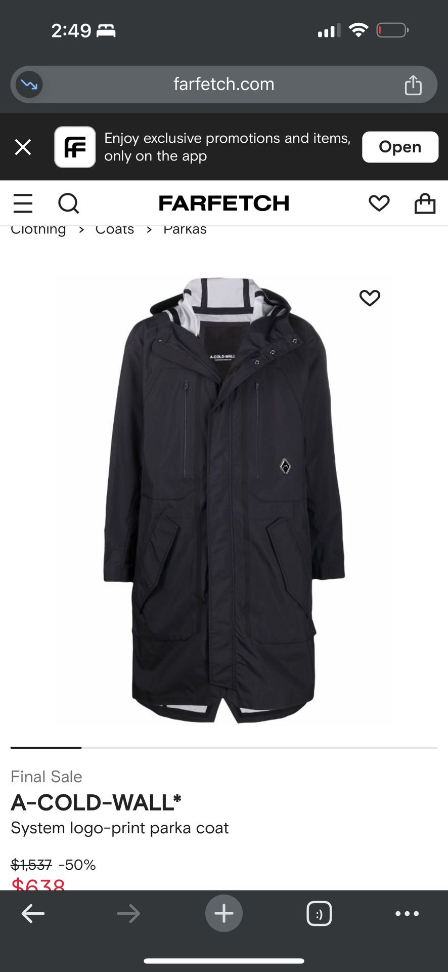 A-COLD-WALL Designer Streetwear Parka (L)