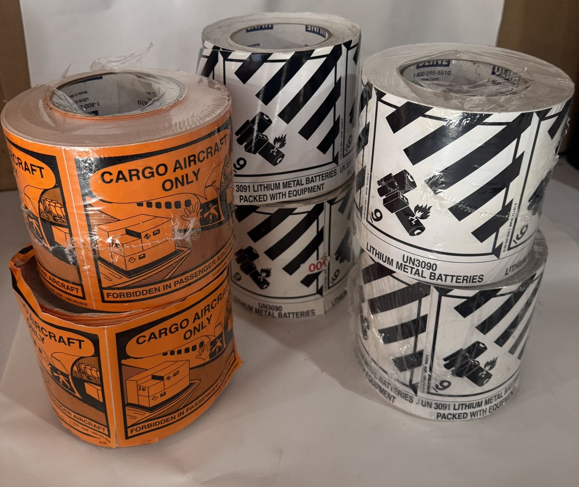 Lithium battery and Aircraft Only shipping Stickers