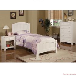 Adorable White Twin Size Complete Bedroom Set. Mattress Sold Separately 