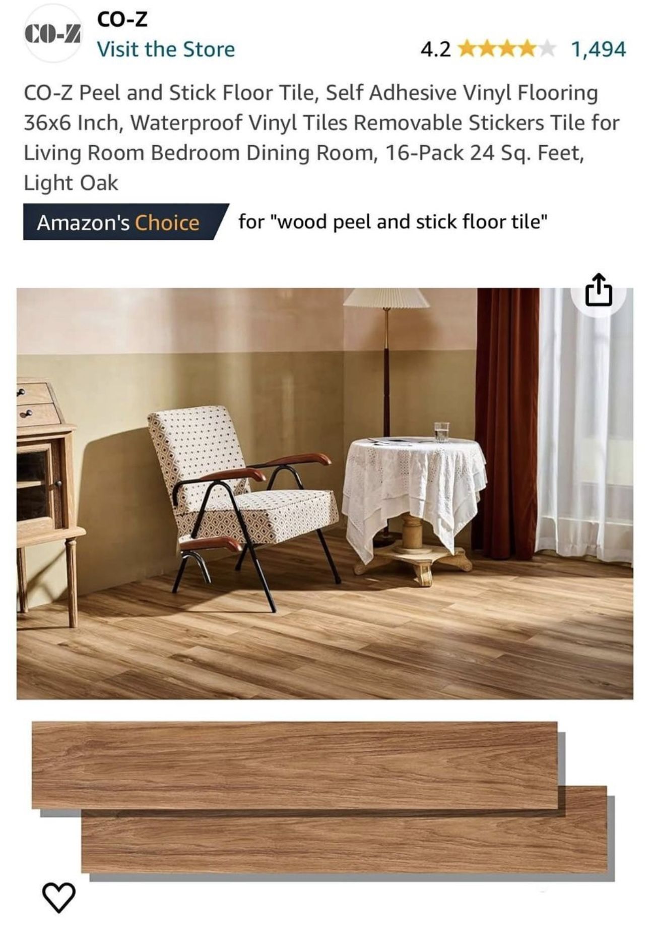 Light oak peel & stick vinyl Flooring 