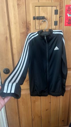 Adidas jacket women's (size small) black with white stripes