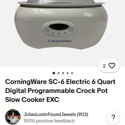 CorningWare SC-6 Electric 6 Quart Digital Programmable Crock Pot Slow Cooker EXC