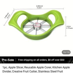 1pc, Apple Slicer, Reusable Apple Corer, Kitchen Apple Divider, Creative Fruit Cutter, Stainless Steel Fruit Slicer, Fruit Cutter, Kitchen Gadgets, Ki