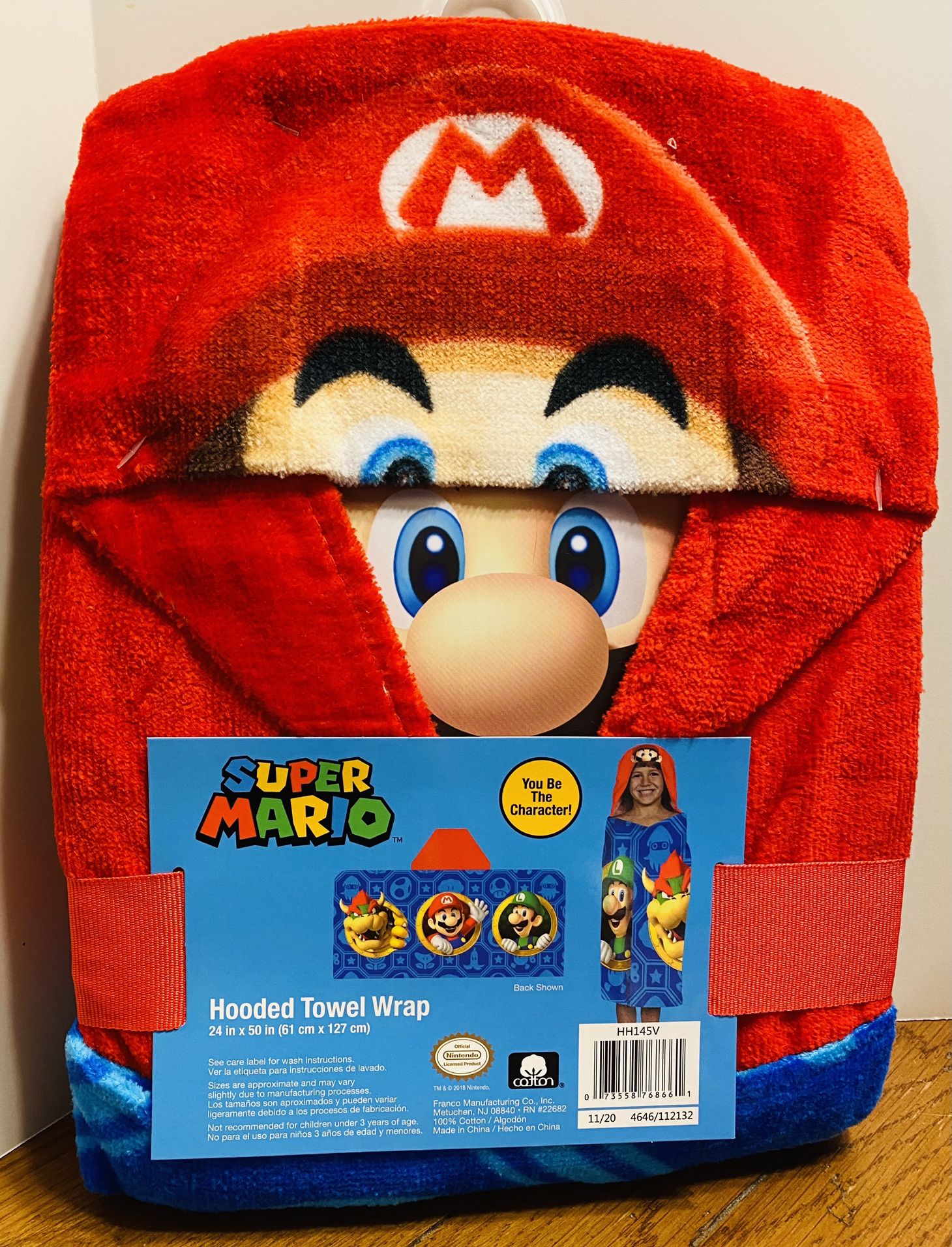 Super Mario Hooded Towel (24” x 50”)
