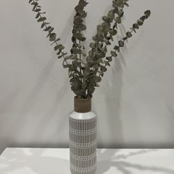 Ceramic Vase with Dried Eucalyptus