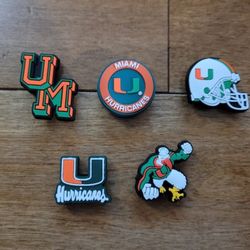 Lot Of 5 Miami Hurricanes Shoe Charms 