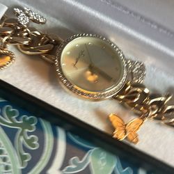 Kendall & Kylie Gold Tone Charm Watch New B7