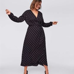 Long size 2 Loft Black And white Polka Dot Dress