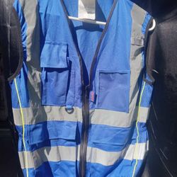 Heavy Duty Safety Vest  BLUE SIZE L