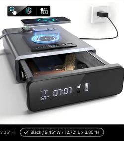 Grimton Biometric Lockbox with Wireless Charger and Clock