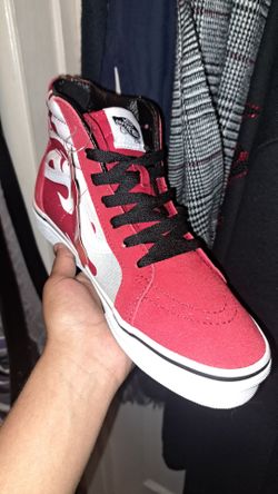 Vans Kids Sk8-Hi Zip Shoes (Ferocious Flame Racing Red/Black)