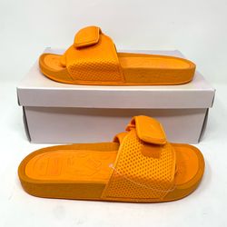 Adidas Boost PW Pharrell Williams Human Race size 10 Slides Yeezy DS Rare Orange Color!