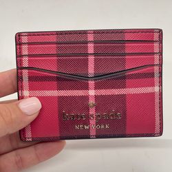 Kate Spade Pink Plaid Cardholder