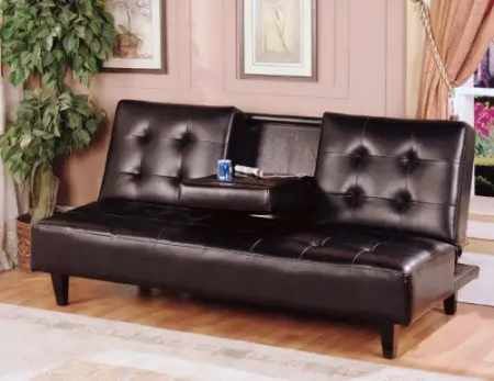 Espresso futon sofa bed with cupholder ( new)