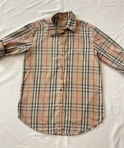 Burberry Classic Plaid Checker Pattern Dress Shirt Long Sleeve Top Women Medium