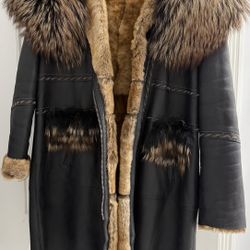 Real Fur & 100% Leather Coat – XL/1X – Made in Turkey – Like New