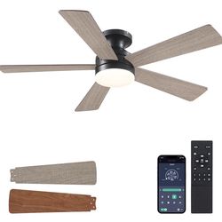 🚨 NEW 46” Flush Mount Ceiling Fan w/ Light – Remote + APP – 6 Speeds, Dimmable – ONLY $42!