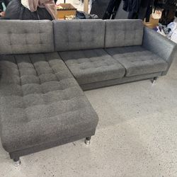 Modern Gray Reversible Sectional Sofa with Chaise Couch