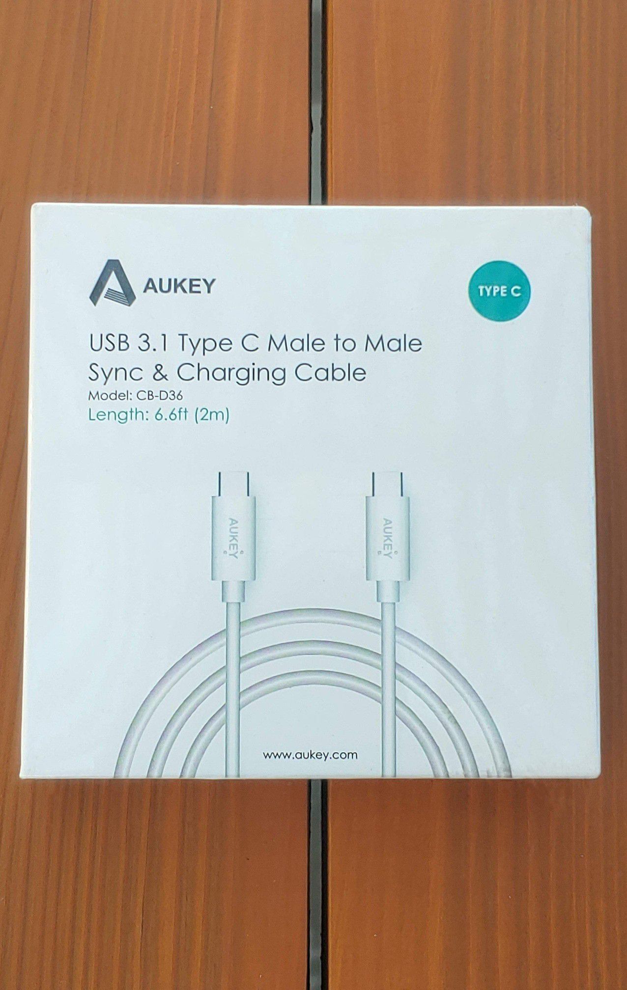 BRAND NEW Aukey USB 3.1 Type C to Type C Sync Cable Charging Cable de carga 6.6 feet 5V 3A USB-C to USB-C Phone Fast charge power wire data sync cable