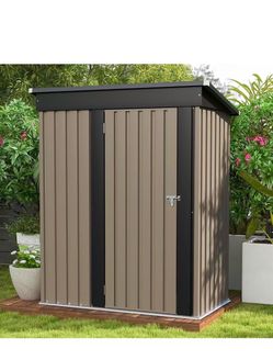 ❤️‍🔥 F) 5 x 3 ft Outdoor Storage Shed, Tool Shed with Sloping Roof and Lockable Door
