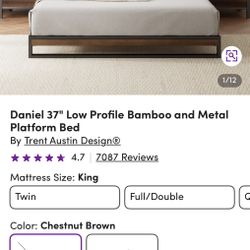 Wood & Metal Low Profile King Size Bed 