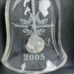 Harley-Davidson Collectible Glass Bell W/Bar Shield Tribal Etched Ornament 2005
