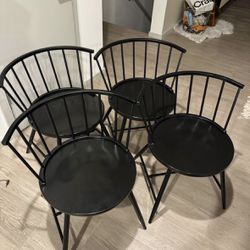 4 Black Metal Dining Chairs 