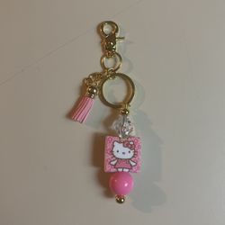 Hello Kitty Beaded Keychain/bag Clip 