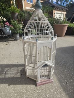 Large Beautiful Wood Birdcage Victorian Style