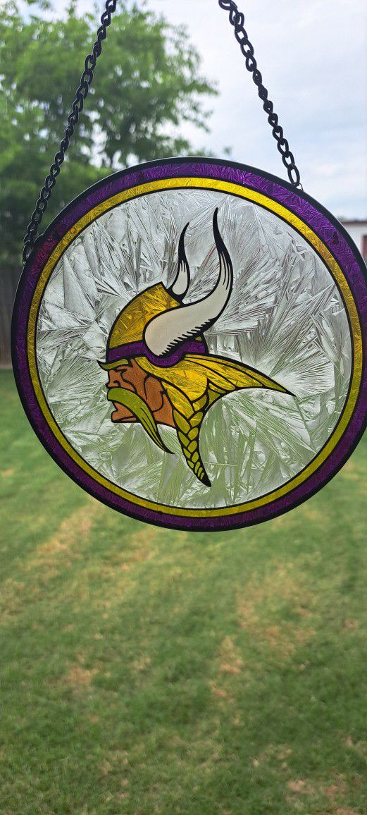 NFL Vikings Large Art Glass Suncatcher 