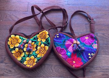 Heart embroidered crossbody bag