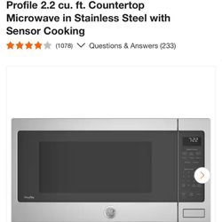 Hi everyone we have this nice microwave  new in box only $350 no tax retail $499 we locate in hesperia GE Profile 2.2 cu. ft. Countertop Microwave in 