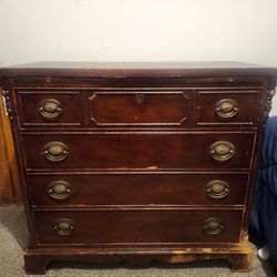 Vintage Wooden Dresser With Pull Out Table/shelf