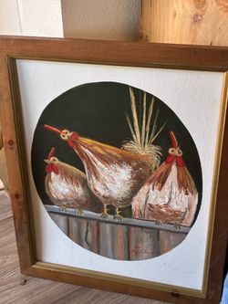 Funny Funky Chickens Original Painting