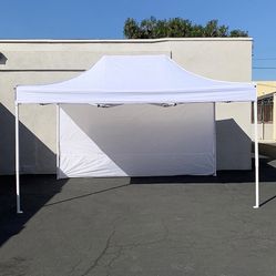 $170 (New in Box) Heavy Duty 10x15 FT Canopy with (1 Sidewall) EZ PopUp Party Tent w/ Carry Bag (White, Black) 