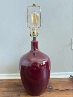 MCM Mid Century Vintage 1960s Oxblood Ceramic Red Glaze Table Lamp