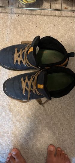Navy Blue Hiking Boots with Tan Laces