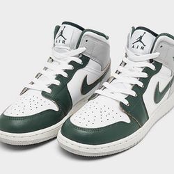 Size 10 Nike Air Jordan 1 Mid Shoes Oxidized Green White Grey FQ7720-103 Men’s NEW