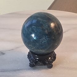 0.5 Lb (245g) Flashy Blue Apatite Sphere Quartz Crystal