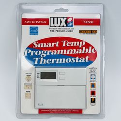 Lux TX500 Smart Temp Programmable Thermostat For Heat Heat/Cool Gas Oil Electric
