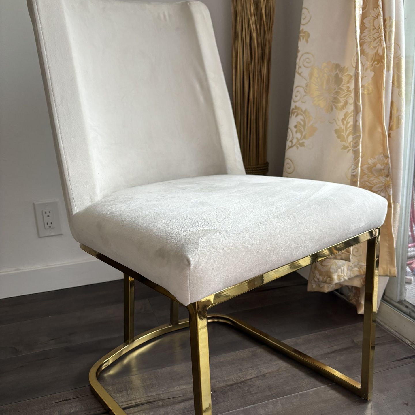 White and Gold Accent Dining Chairs