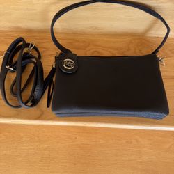 Black Clutch Purse w/ Extra Strap, 9 pockets. EXCELLENT Condition!