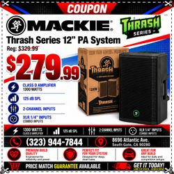 Mackie Thrash212 12" 1300W Powered PA Speaker Active Loudspeaker Thrash 212 12-Inch Floor Stage Monitor Wedge 2-Channel Mixer Thrash 212 Live S