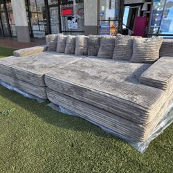 Brand New Oversize Corduroy Fabric Doble Chaise  Expandable Set 130 X  70 X 30H $899