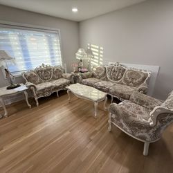 Vintage Sofa, Loveseat, Arm Chair w Coffee Table and Side Tables (2)