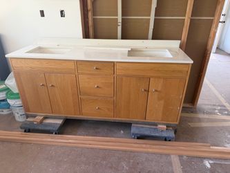 Double vanity, Solid oak