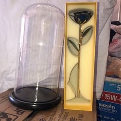 Beauty And The Beast - Gold Glass Rose 🌹  In Glass