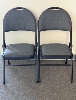 Set of 2 Maxchief Metal High Back Padded Folding Chair, Gray