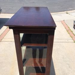 Cabinet Beautiful Cherry Wood Around 100 Years Old 31 Long X15 Inches Wide X 60 Inches Height 3 Glass Sides , Door & 4 Levels Of Shelves 