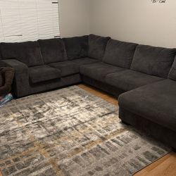 Sectional 3 Piece Dark Gray Couch 
